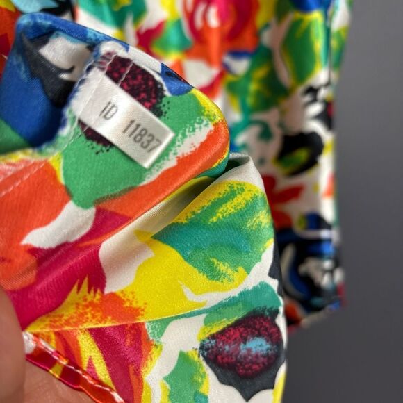 Vintage 90's Victoria's Secret Gold Label Satin Tank Top Colorful Floral Roses S - Picture 5 of 8